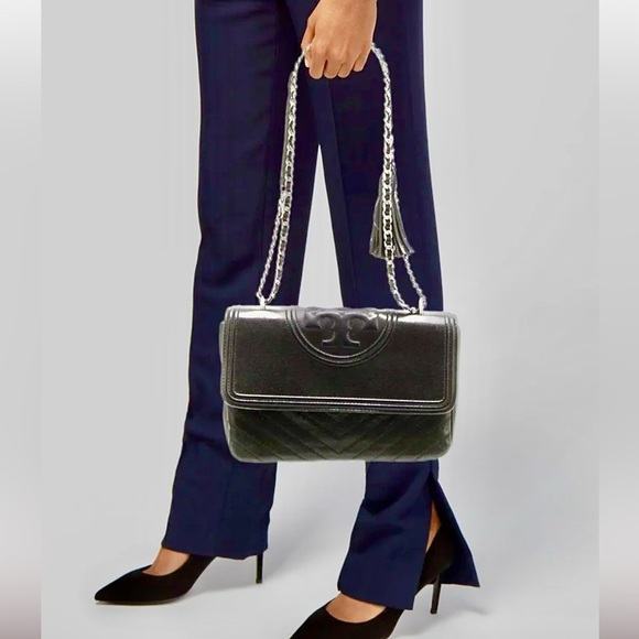 🖤 Tory Burch Fleming silver chain quilted bag flap bag crossbody bag travel bag - Picture 3 of 17